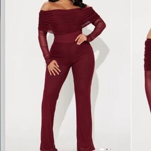 Fashion nova cheers with me mesh jumpsuit large